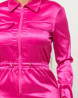 Front Zipper Pockets Top And Pants Jumpsuit