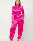 Front Zipper Pockets Top And Pants Jumpsuit