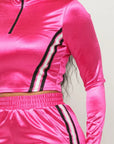 Front Zip Up Stripes Detail Jacket And Pants Set