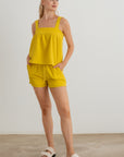 Dijon Textured Sleeveless Flare Top & High Waist Two Pocket Shorts Set