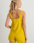 Dijon Textured Sleeveless Flare Top & High Waist Two Pocket Shorts Set