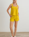Dijon Textured Sleeveless Flare Top & High Waist Two Pocket Shorts Set