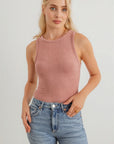 Mauve Knit Sleeveless Bodysuit