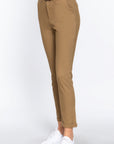 Cotton-span Twill Belted Long Pants