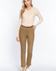 Cotton-span Twill Belted Long Pants