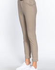 Cotton-span Twill Belted Long Pants