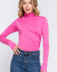 Long Sleeve High Neck Shirring Detail Ity Knit Bodysuit