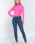 Long Sleeve High Neck Shirring Detail Ity Knit Bodysuit