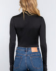 Long Sleeve High Neck Shirring Detail Ity Knit Bodysuit