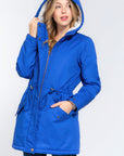 Fleece Lined Fur Hoodie Utility Jacket