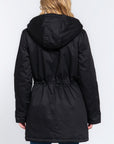 Fleece Lined Fur Hoodie Utility Jacket