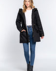 Fleece Lined Fur Hoodie Utility Jacket