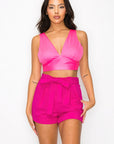 Smock V-neck Satin Bra Top