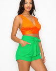 Smock V-neck Satin Bra Top