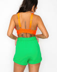 Smock V-neck Satin Bra Top