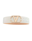 Angled Rhinestone Inverted V Buckle Belt