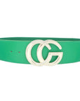 Rhinestone Outlined Cg Buckle Elastic Belt