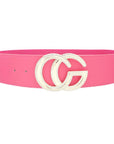 Rhinestone Outlined Cg Buckle Elastic Belt