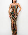 Split Thigh Multicolor Long Dress
