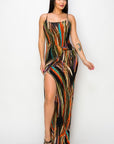 Split Thigh Multicolor Long Dress
