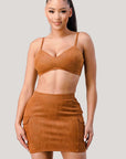 Diagonal Bralette With Cropped Blazer Jacket & Mini Skirt 3pcs Sets