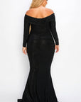 Plus Long Sleeve Off Shoulder Night Party Maxi Dress