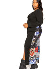 Animal Print Splice Dress With High-low Hem