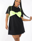 Matte Pu Bra Overlay T Shirt Dress