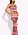 Printed Tube Top And Maxi Skirt