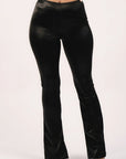 Velvet Pu Flared Pants