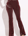 Velvet Pu Flared Pants