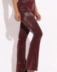 Velvet Pu Flared Pants