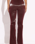 Velvet Pu Flared Pants