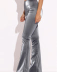 Velvet Pu Flared Pants