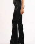 Velvet Pu Flared Pants