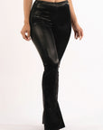 Velvet Pu Flared Pants
