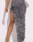 Distressed Thigh Slit Maxi Skirt