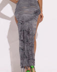 Distressed Thigh Slit Maxi Skirt