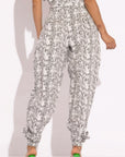 Snake Skin Printed Paper Bag Style Cargo Pants
