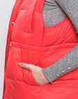 Zip Up Button Puffer Vest With Waist Toggles