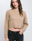 Wool Blend Cropped Sweater Top