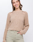 Knit Pullover Sweater With Cold Shoulder Detail