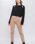 Knit Pullover Sweater With Cold Shoulder Detail