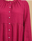 Plaid Button Down Hi - Low Hem Maxi Dress