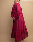 Plaid Button Down Hi - Low Hem Maxi Dress
