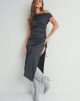 Off The Shoulder Maxi Dress Whit Slit