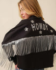 Howdy Sequin Fringe And Star Patches Jacket