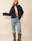 Howdy Sequin Fringe And Star Patches Jacket