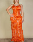 Plus Size Tie Dye Printed Cami Bodycon Maxi Dress