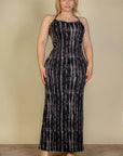 Plus Size Tie Dye Printed Cami Bodycon Maxi Dress